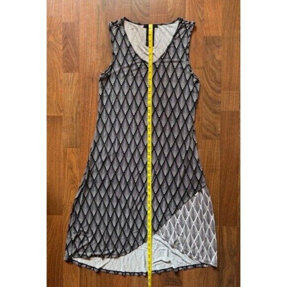 Ladies DESIGN HISTORY LRG Black White Geometric Hem Sleeveless Dress Party EUC‎ - Picture 10 of 11
